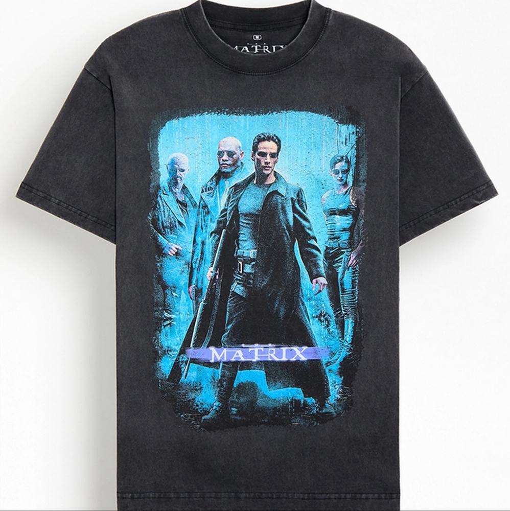 The Matrix T-Shirt, M or L, Washed Black.